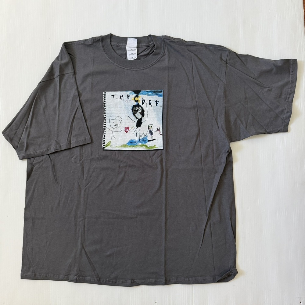 Vintage *NWOT* The Cure 2004 Gray Tour 
T Shirt Child's Drawing  Double Sided XX